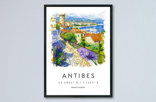 Antibes Watercolor Poster Antibes Travel Print Antibes Wall Art French Riviera Painting Antibes Souvenir Coastal Decor