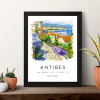 Antibes Watercolor Poster Antibes Travel Print Antibes Wall Art French Riviera Painting Antibes Souvenir Coastal Decor