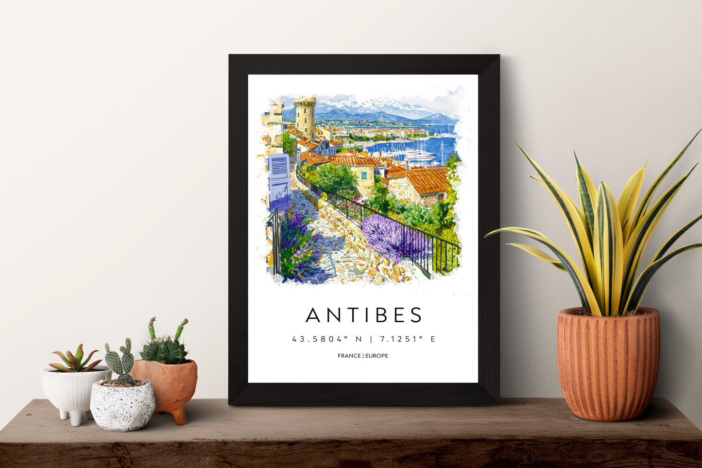 Antibes Watercolor Poster Antibes Travel Print Antibes Wall Art French Riviera Painting Antibes Souvenir Coastal Decor