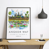 Angkor Wat Watercolor Poster Angkor Wat Travel Print Angkor Wat Wall Art Temple Painting Cambodia Souvenir Decor