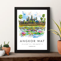 Angkor Wat Watercolor Poster Angkor Wat Travel Print Angkor Wat Wall Art Temple Painting Cambodia Souvenir Decor