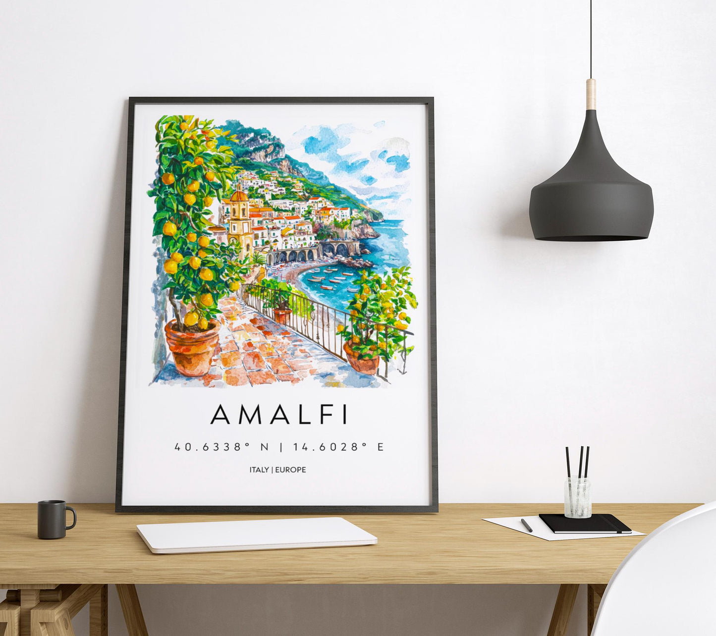 Amalfi Watercolor Poster Amalfi Travel Print Amalfi Wall Art Amalfi Coast Painting Amalfi Souvenir Italian Decor