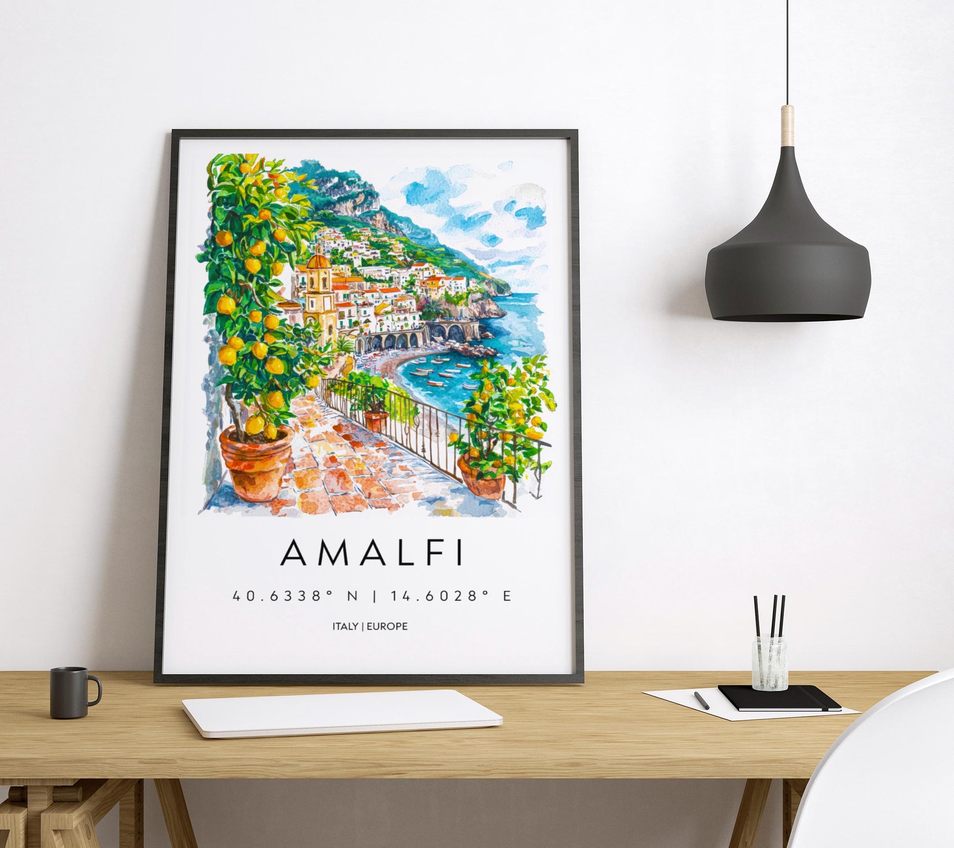 Amalfi Watercolor Poster Amalfi Travel Print Amalfi Wall Art Amalfi Coast Painting Amalfi Souvenir Italian Decor