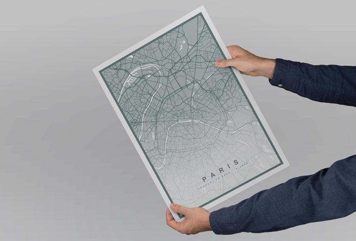 Paris Map Print (8 COLOURS AVAILABLE) Paris City Poster France Wall Art Paris Decor Street Map Art Urban Paris Illustration Travel Map Print