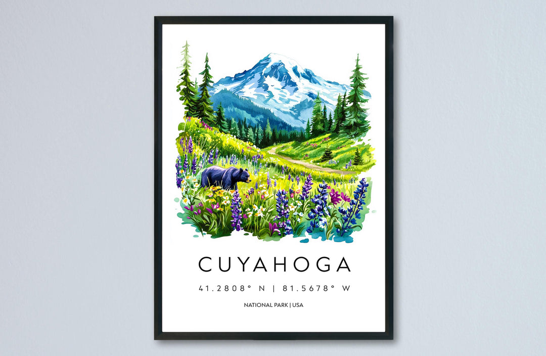 Cuyahoga Valley Watercolor Poster Cuyahoga Travel Print Ohio Wall Art National Park Decor Cuyahoga River Landscape Forest Scene Print
