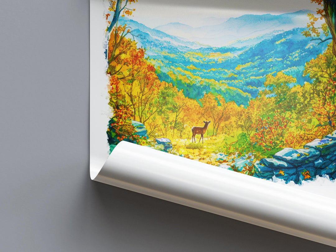 Shenandoah Watercolor Poster Shenandoah Travel Print Virginia Wall Art National Park Decor Skyline Drive Nature Scene Mountain Print