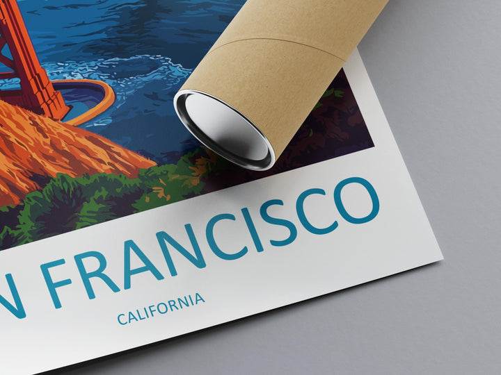 San Francisco Travel Poster California Wall Art Golden Gate Print City View Illustration Bay Area Decor San Francisco Gift Souvenir