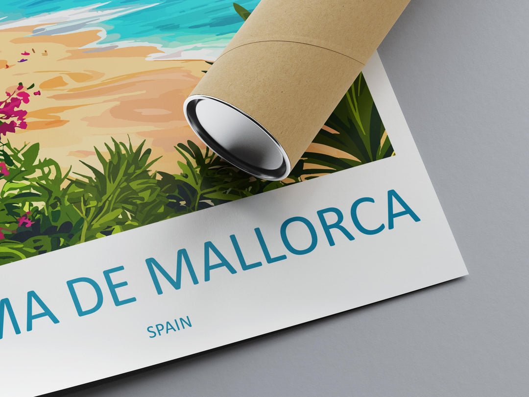 Palma de Mallorca Travel Poster Spain Wall Art Coastal City Print Cathedral View Illustration Island Decor Palma Gift Souvenir Scene