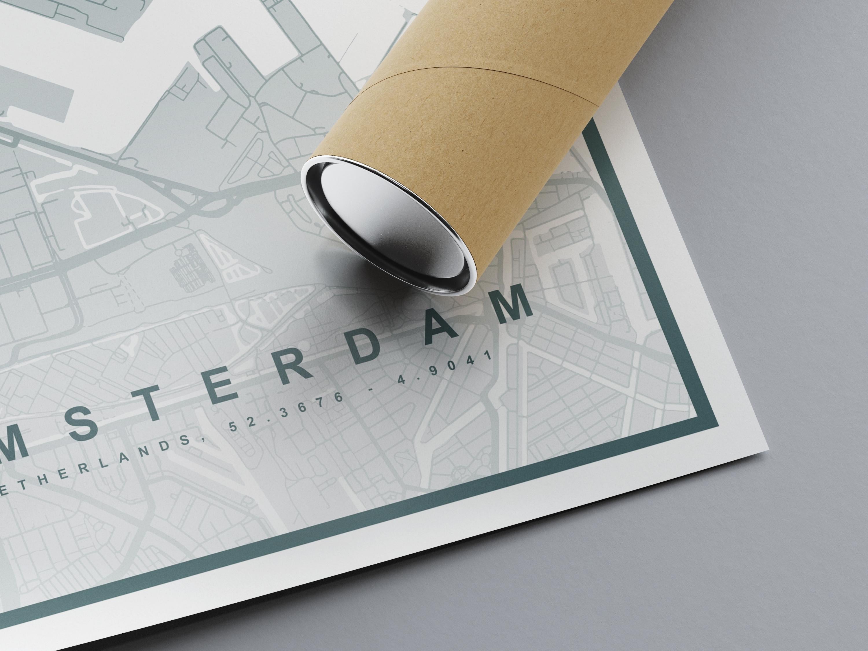 Amsterdam Map Print (8 COLOURS AVAILABLE) Amsterdam City Poster Netherlands Wall Art Amsterdam Decor Street Map Art Urban Amsterdam