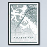 Amsterdam Map Print (8 COLOURS AVAILABLE) Amsterdam City Poster Netherlands Wall Art Amsterdam Decor Street Map Art Urban Amsterdam