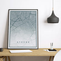 Athens Map Print (8 COLOURS AVAILABLE) Athens City Poster Greece Wall Art Athens Decor Urban Street Map Travel Illustration
