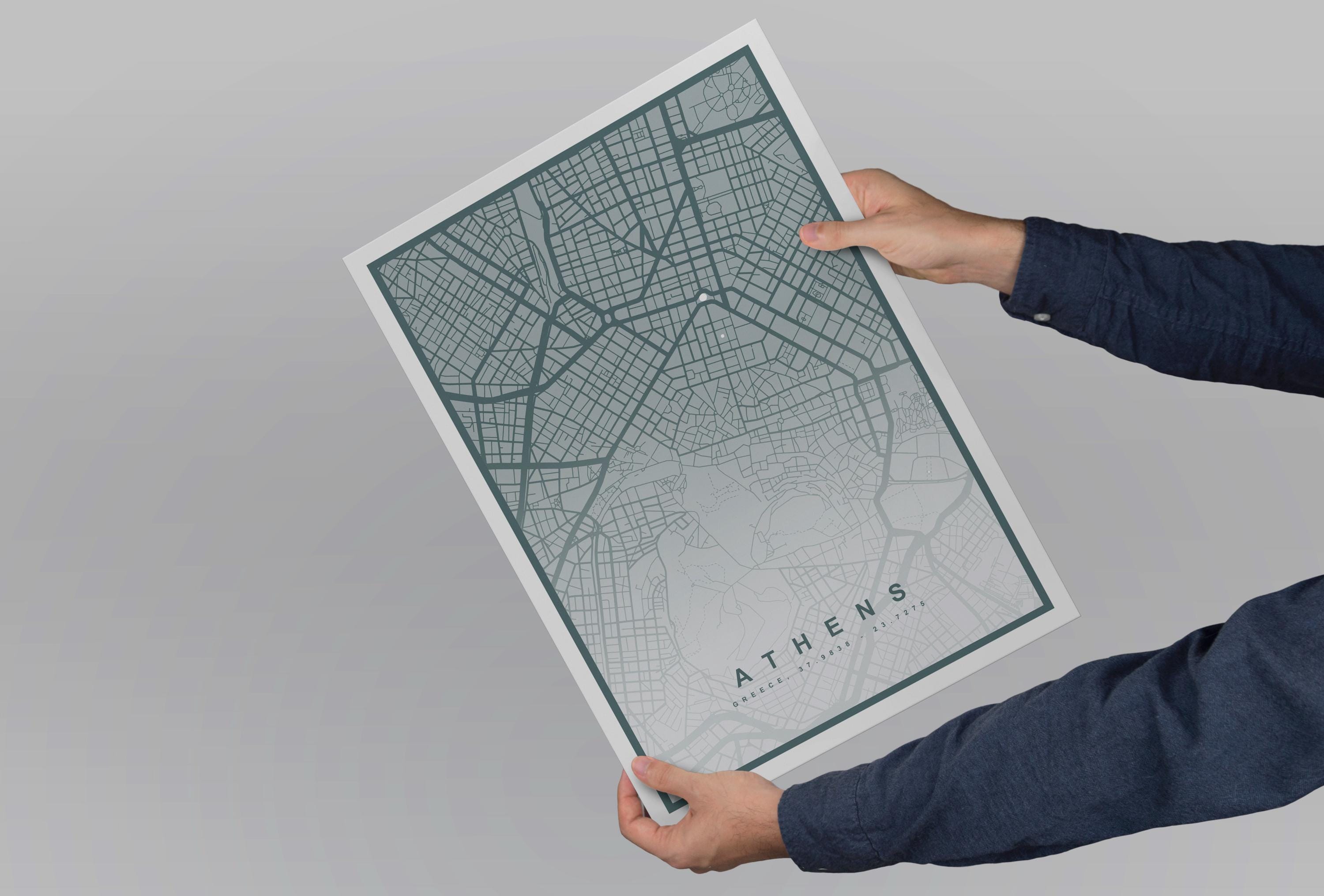 Athens Map Print (8 COLOURS AVAILABLE) Athens City Poster Greece Wall Art Athens Decor Urban Street Map Travel Illustration