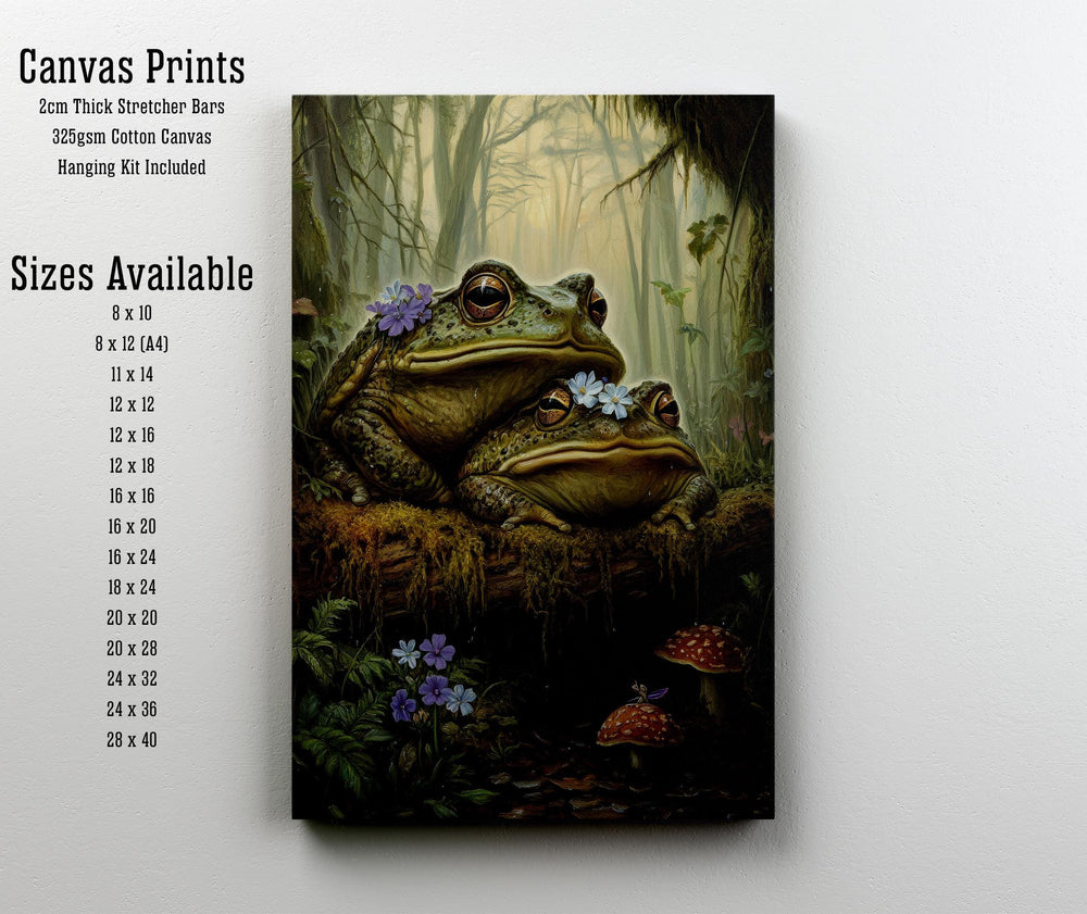 Mossy Toads Cottagecore Print: Vintage Woodland Animal Art