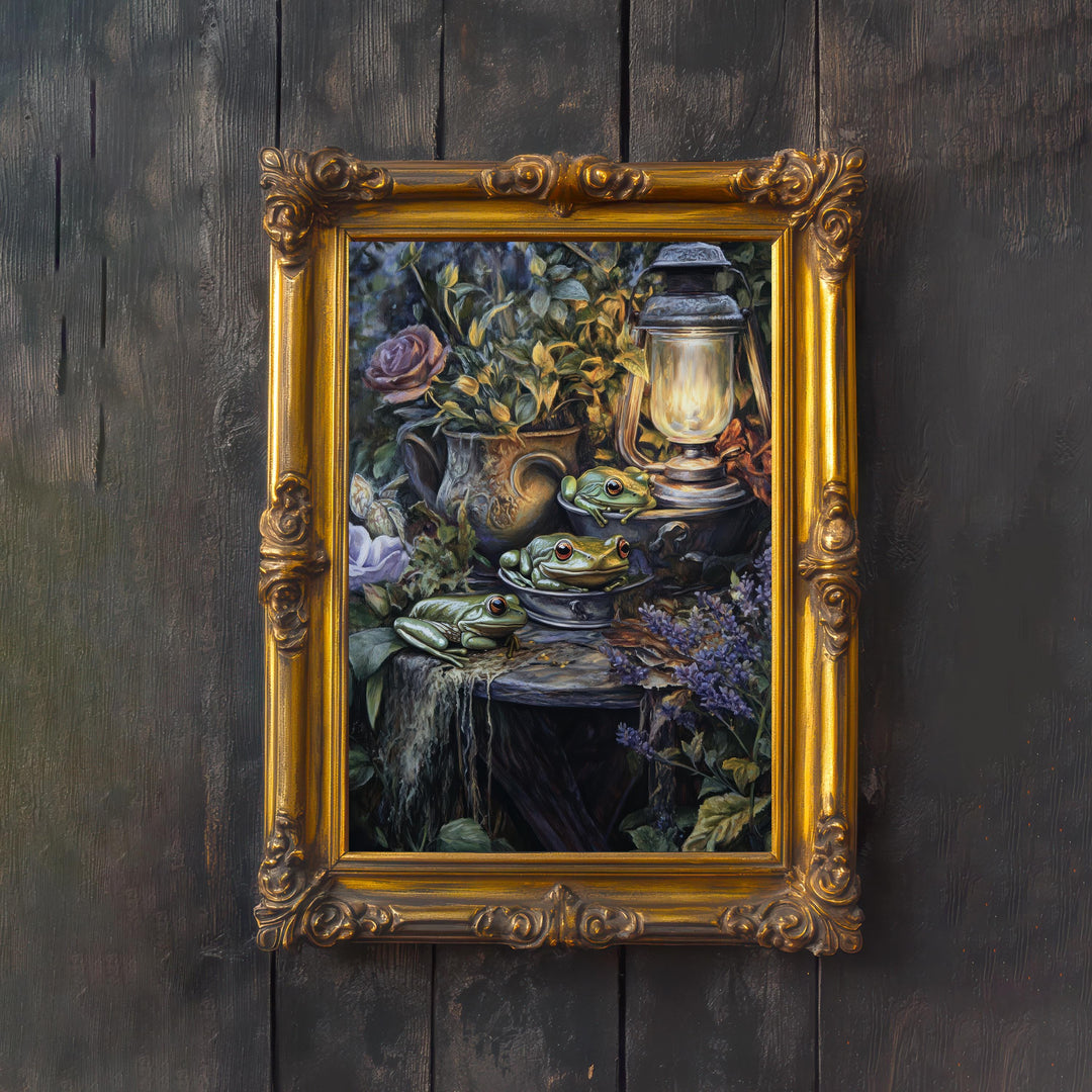 Tree Frogs Vintage Print: Thimble Sized, Cottagecore Decor