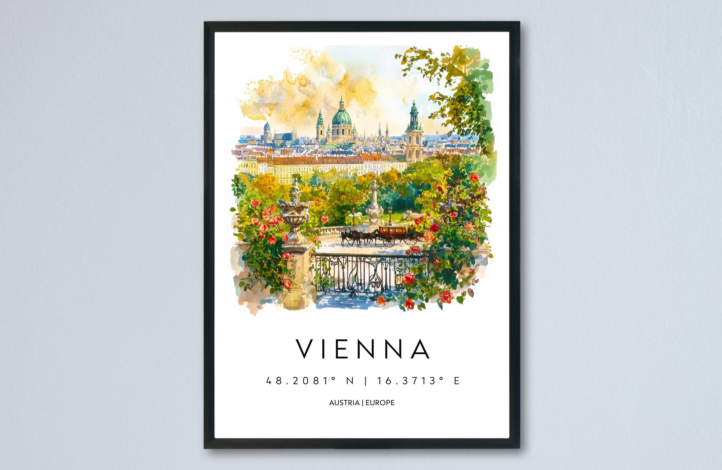 Vienna Watercolor Poster Vienna Travel Print Vienna Wall Art Vienna Cityscape Painting Vienna Souvenir Austria Decor