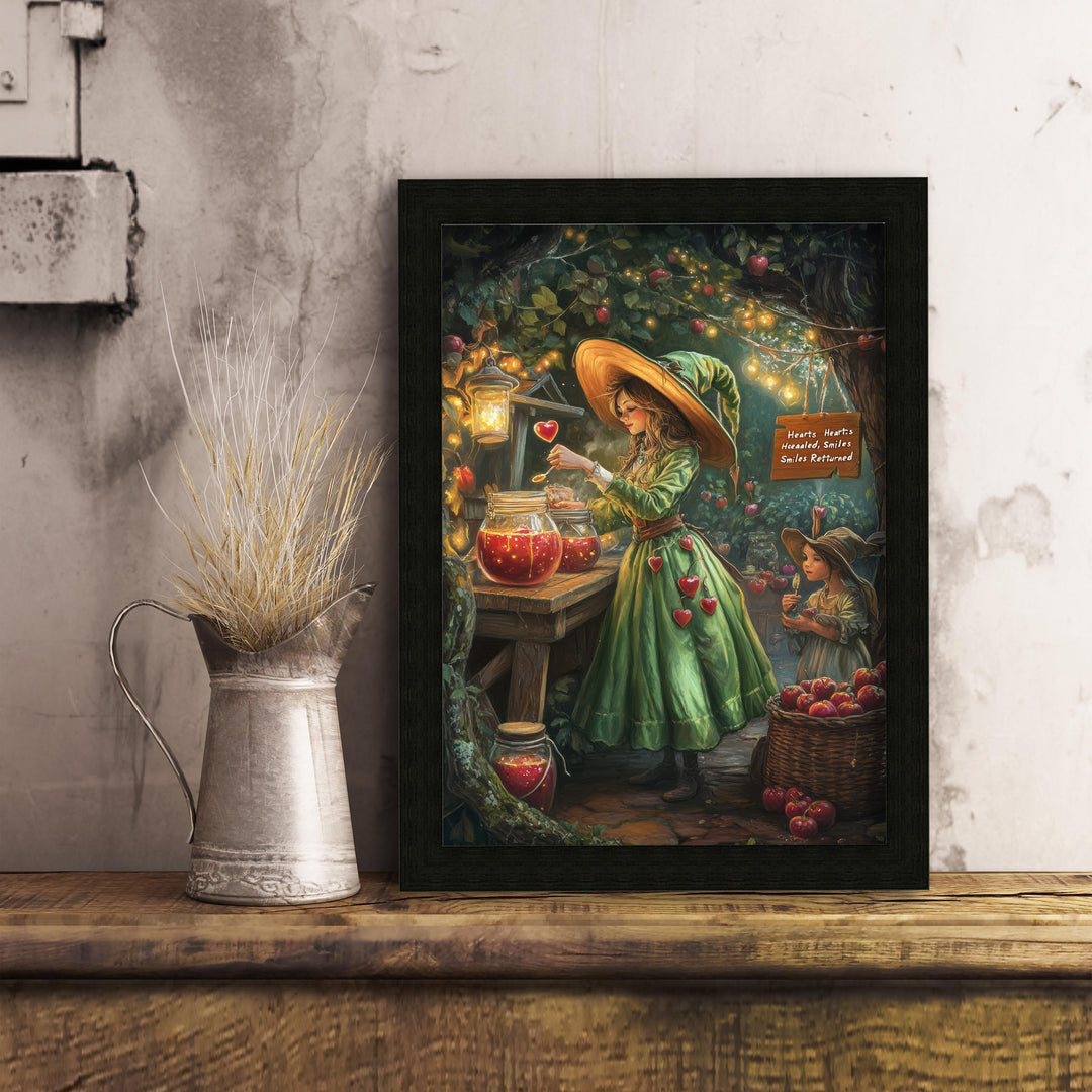 Candy Apple Witch Print | Vintage Cottagecore Illustration