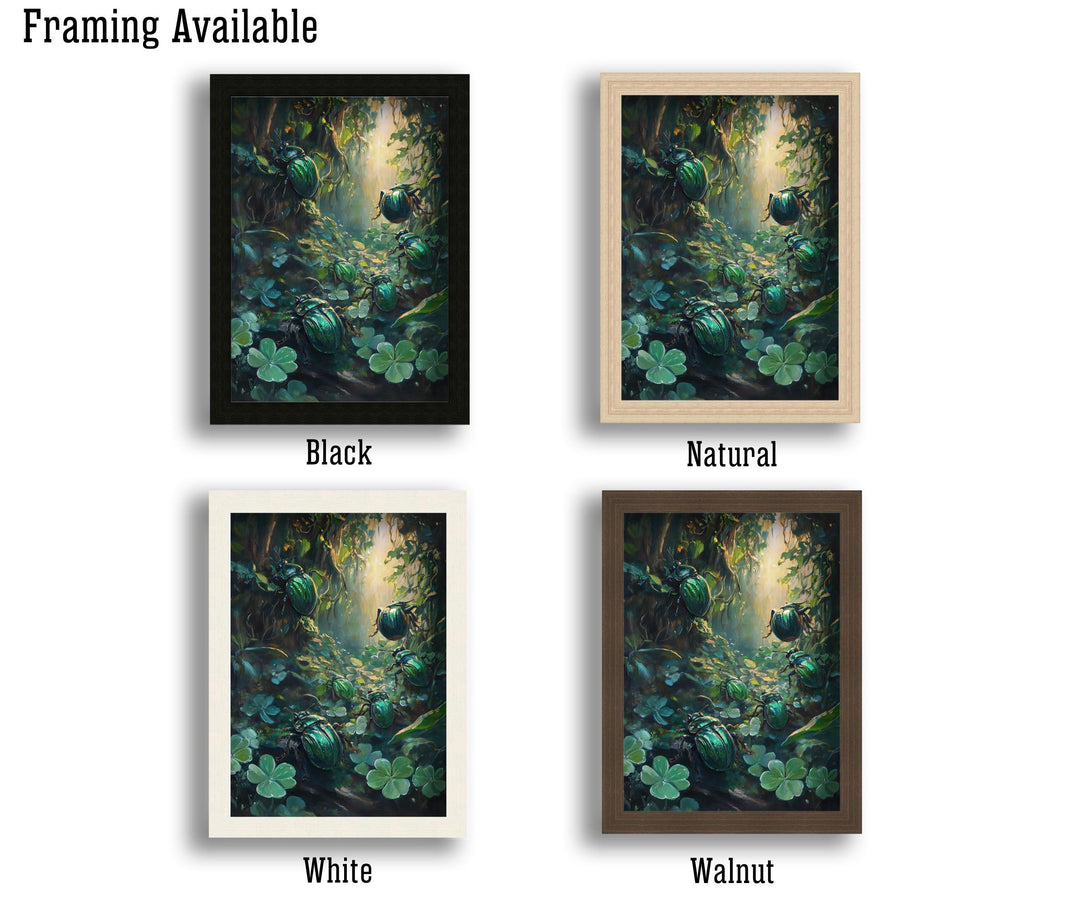Clover Beetle Print: Vintage Nature Art, Cottagecore Decor