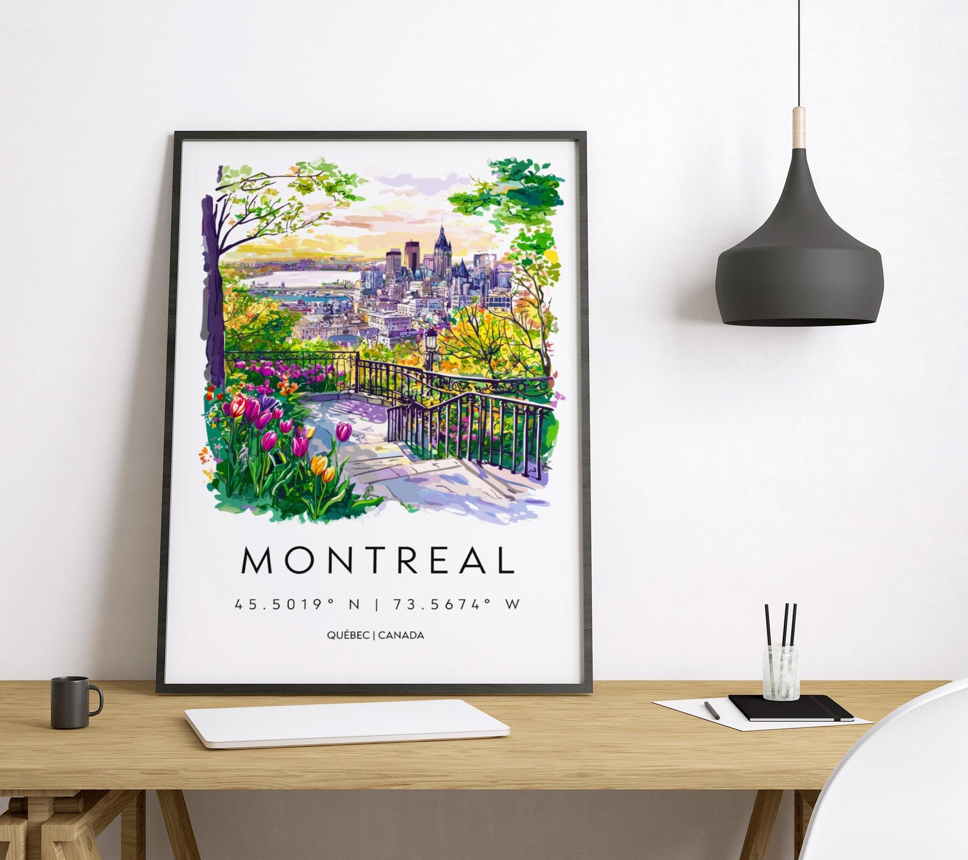 Montreal Watercolor Poster Montreal Travel Print Montreal Wall Art Cityscape Painting Montreal Souvenir Canada Decor