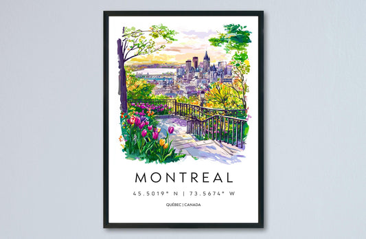 Montreal Watercolor Poster Montreal Travel Print Montreal Wall Art Cityscape Painting Montreal Souvenir Canada Decor