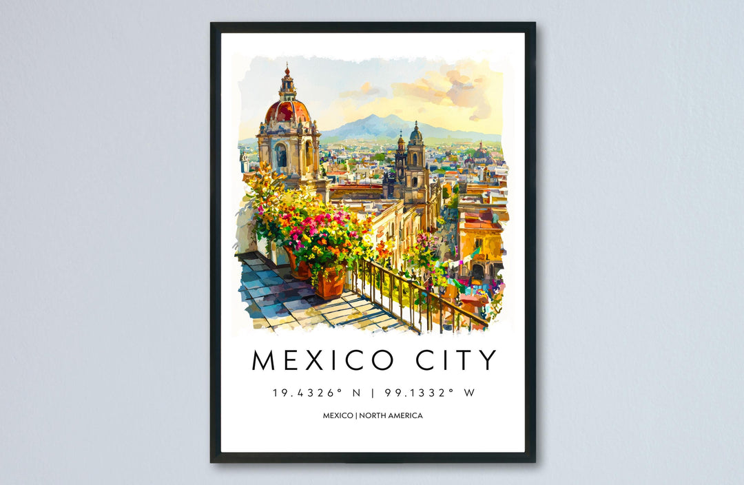 Mexico City Watercolor Poster Mexico City Travel Print City Wall Art CDMX Painting Mexico Souvenir Urban Decor