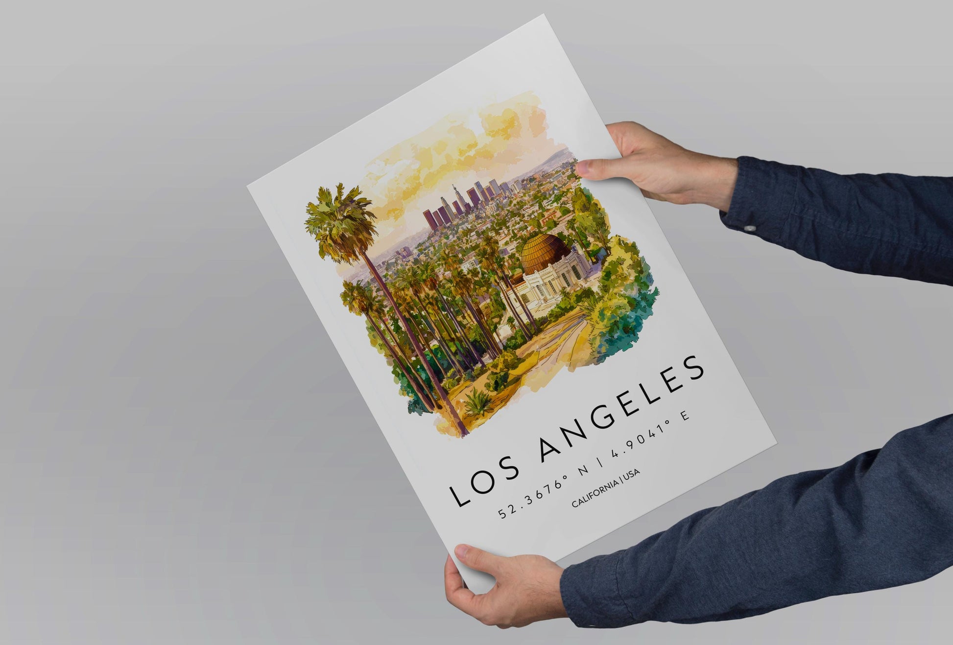 Los Angeles Watercolor Poster Los Angeles Travel Print LA Wall Art Cityscape Painting Los Angeles Souvenir California Decor