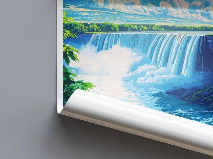 Niagara Falls Travel Poster USA Canada Wall Art Waterfall View Print Scenic Landscape Illustration Nature Decor Niagara Gift Souvenir