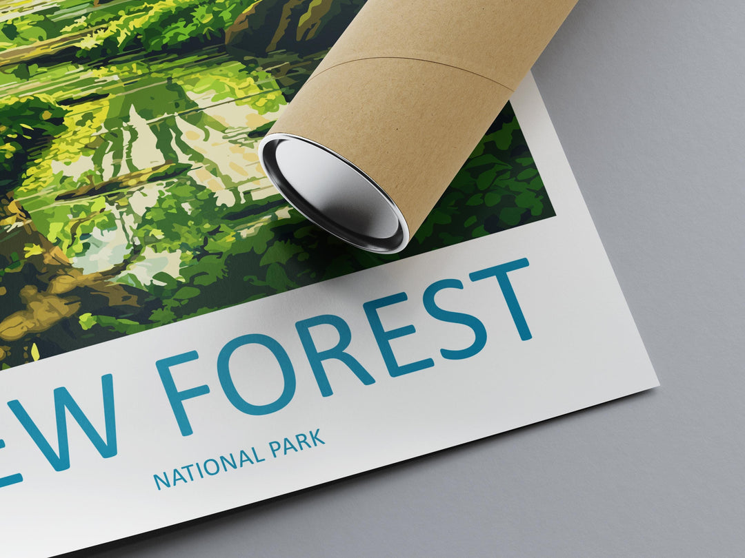 New Forest Travel Poster England Wall Art Woodland Print Heathland View Illustration National Park Decor New Forest Gift Souvenir