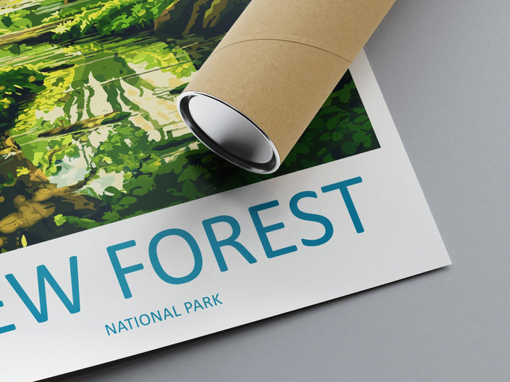 New Forest Travel Poster England Wall Art Woodland Print Heathland View Illustration National Park Decor New Forest Gift Souvenir