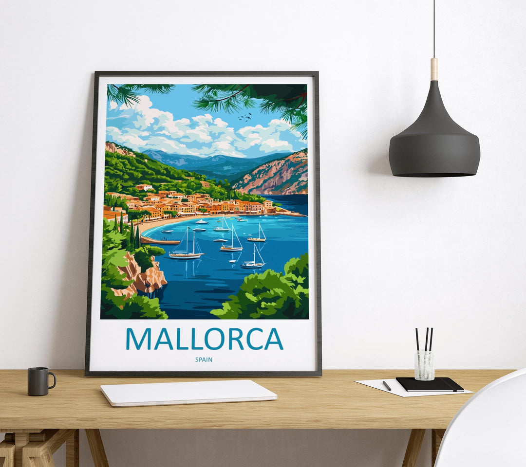 Mallorca Travel Poster Spain Wall Art Island View Print Coastal Scene Illustration Mediterranean Decor Mallorca Gift Souvenir