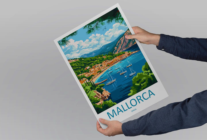Mallorca Travel Poster Spain Wall Art Island View Print Coastal Scene Illustration Mediterranean Decor Mallorca Gift Souvenir