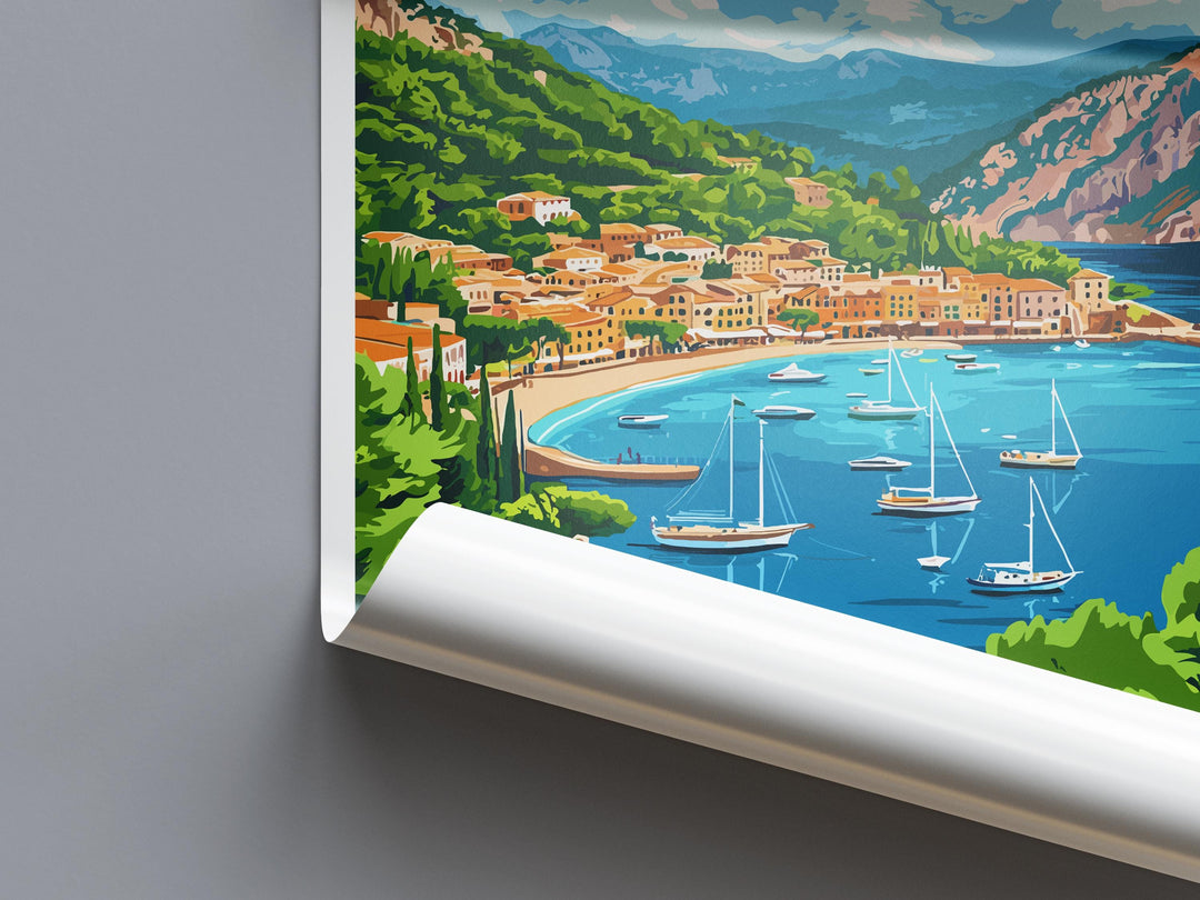 Mallorca Travel Poster Spain Wall Art Island View Print Coastal Scene Illustration Mediterranean Decor Mallorca Gift Souvenir