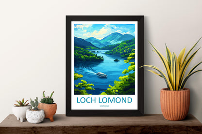Loch Lomond Travel Poster Scotland Wall Art Lake View Print Highland Scene Illustration Nature Decor Loch Lomond Gift Souvenir