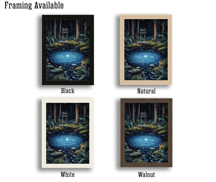 Twilight Mirror Pond Print, Vintage Cottagecore Nature Art