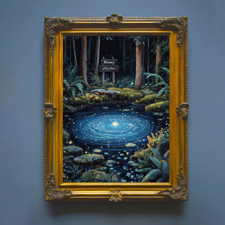 Twilight Mirror Pond Print, Vintage Cottagecore Nature Art