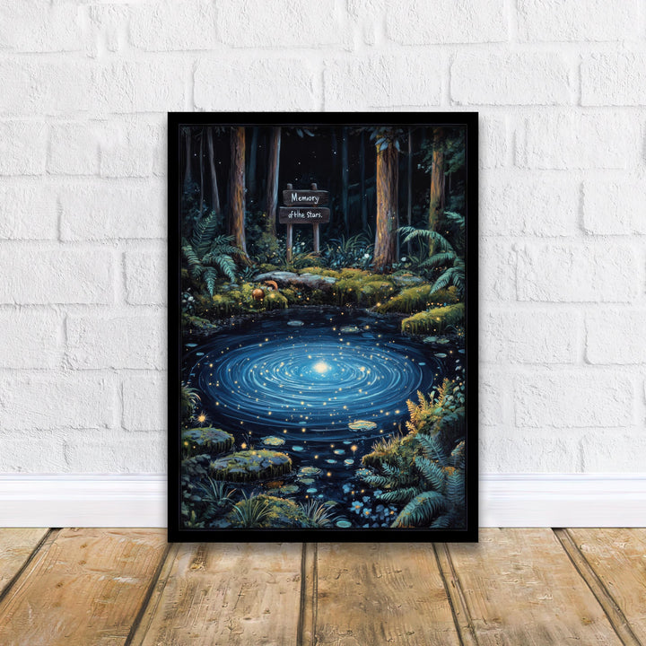Twilight Mirror Pond Print, Vintage Cottagecore Nature Art