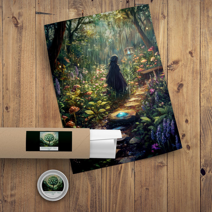 Rain Summoning Garden Print, Vintage Cottagecore, Dark Academia Decor