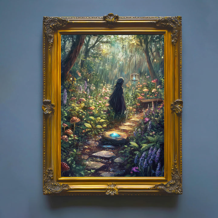 Rain Summoning Garden Print, Vintage Cottagecore, Dark Academia Decor