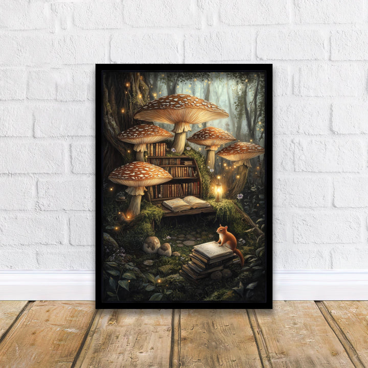Mushroom Library Print, Vintage Cottagecore Magical Forest Art
