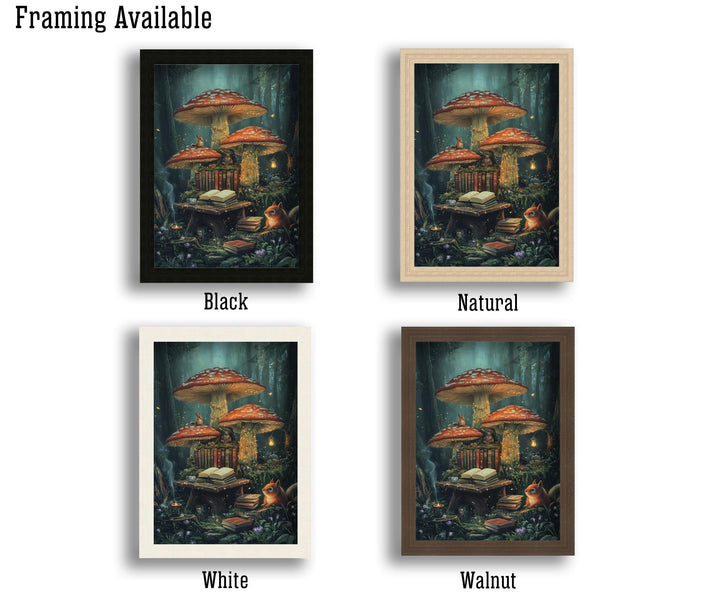 Mushroom Library Print, Vintage Enchanted Forest Art
