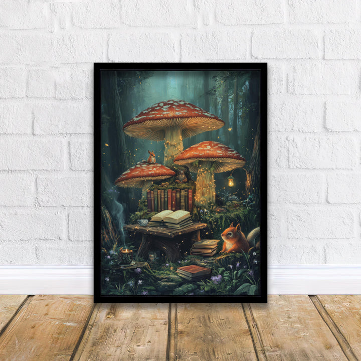 Mushroom Library Print, Vintage Enchanted Forest Art
