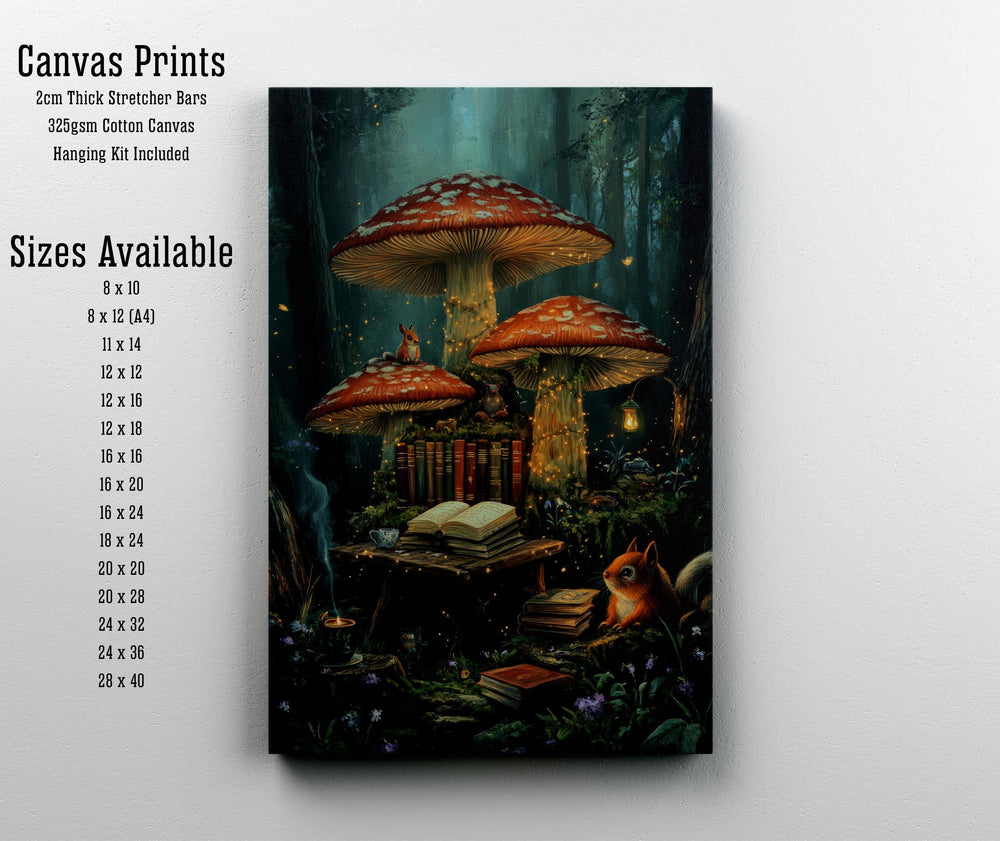 Mushroom Library Print, Vintage Enchanted Forest Art
