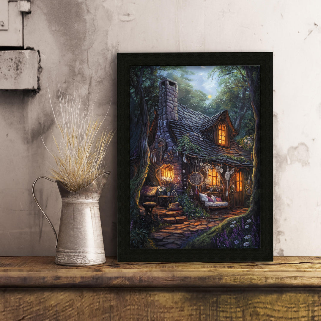 Dreamweaver Cottage Print: Vintage Cottagecore Art, Dark Academia Decor