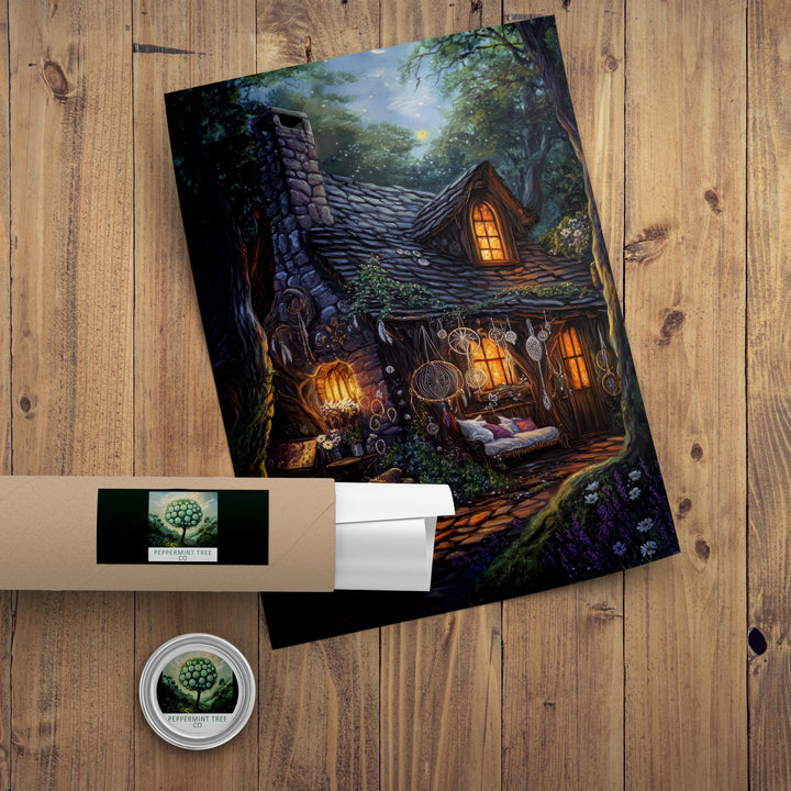Dreamweaver Cottage Print: Vintage Cottagecore Art, Dark Academia Decor