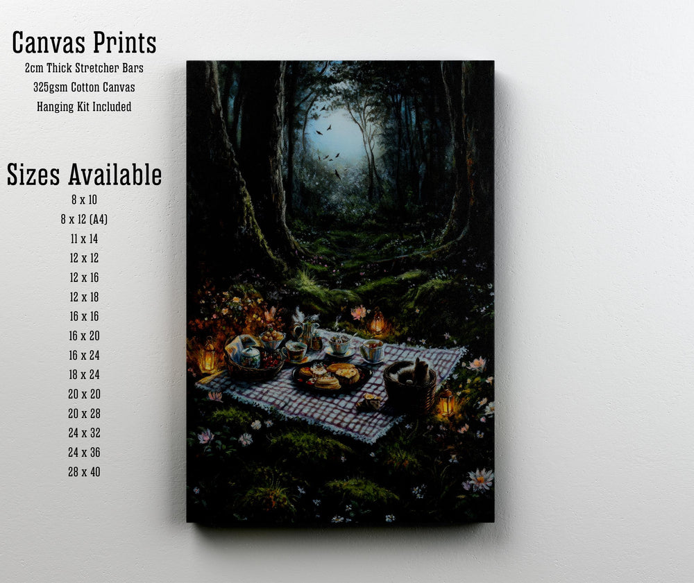 Moonlit Glade Picnic Print | Vintage Cottagecore Forest Art