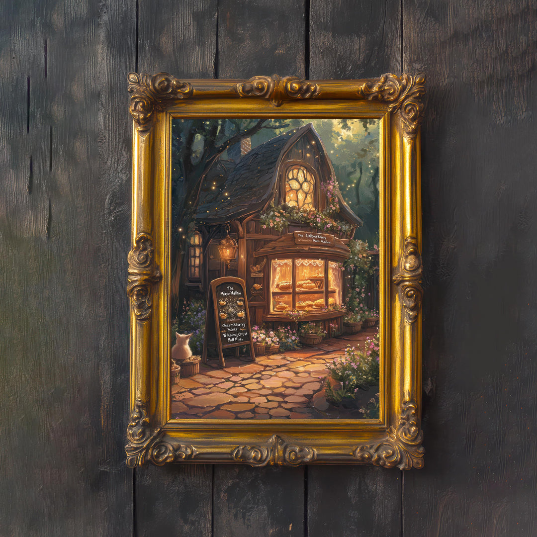 Cottagecore Bakery Print | Vintage Magical Art, Dark Academia Decor