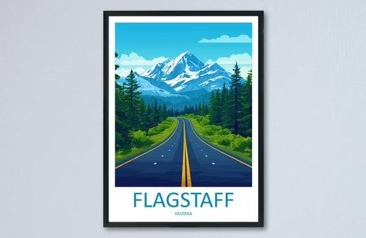 Flagstaff Travel Poster Arizona Wall Art Mountain Town Print Forest View Illustration Southwest Decor Flagstaff Gift Souvenir Scene