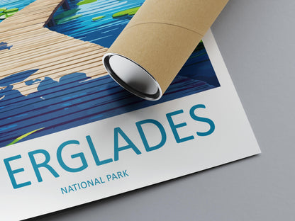 Everglades National Park Travel Poster Florida Wall Art Wetlands View Print Wildlife Scene Illustration Nature Decor Gift Souvenir