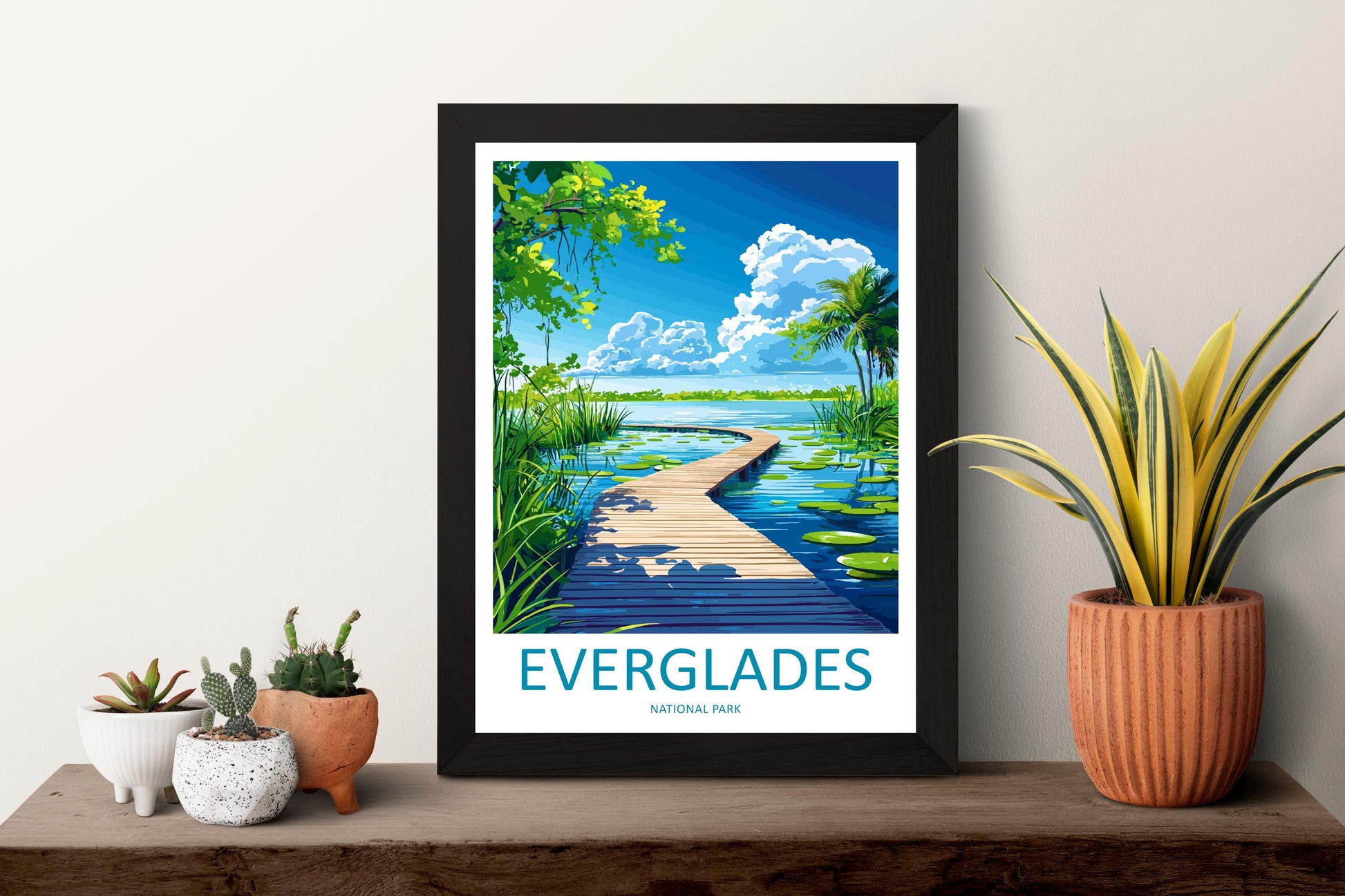 Everglades National Park Travel Poster Florida Wall Art Wetlands View Print Wildlife Scene Illustration Nature Decor Gift Souvenir