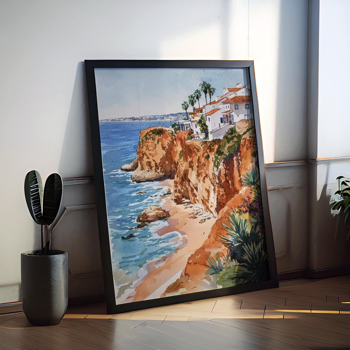 Portugal Watercolor Poster Portugal Travel Print Portugal Wall Art Coastline Painting Portugal Souvenir Europe Decor