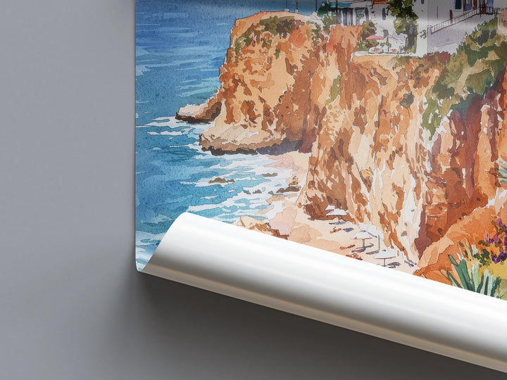 Portugal Watercolor Poster Portugal Travel Print Portugal Wall Art Coastline Painting Portugal Souvenir Europe Decor
